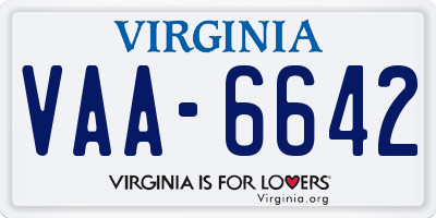 VA license plate VAA6642