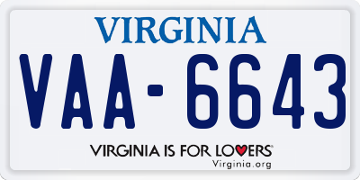 VA license plate VAA6643