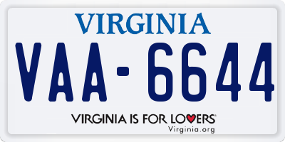 VA license plate VAA6644