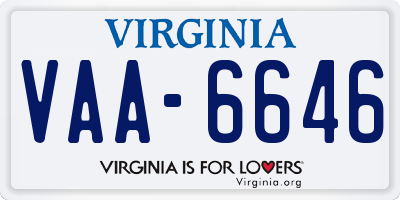 VA license plate VAA6646