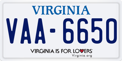 VA license plate VAA6650