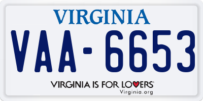 VA license plate VAA6653