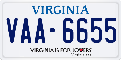 VA license plate VAA6655