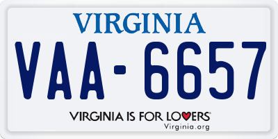 VA license plate VAA6657