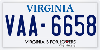 VA license plate VAA6658