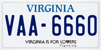 VA license plate VAA6660
