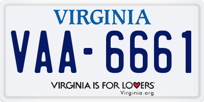 VA license plate VAA6661