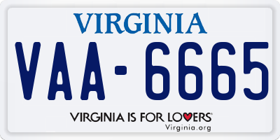 VA license plate VAA6665