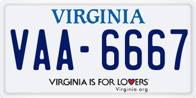 VA license plate VAA6667