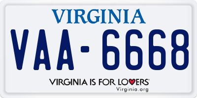 VA license plate VAA6668