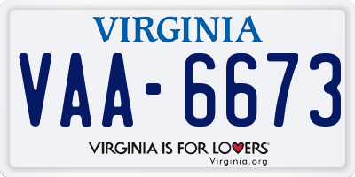 VA license plate VAA6673