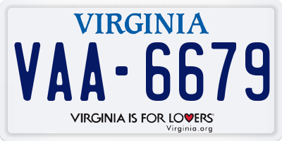 VA license plate VAA6679