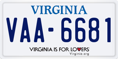 VA license plate VAA6681