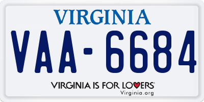 VA license plate VAA6684