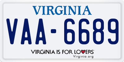 VA license plate VAA6689