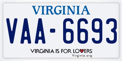 VA license plate VAA6693