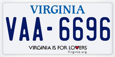 VA license plate VAA6696