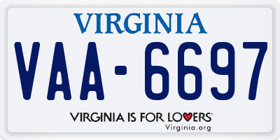 VA license plate VAA6697