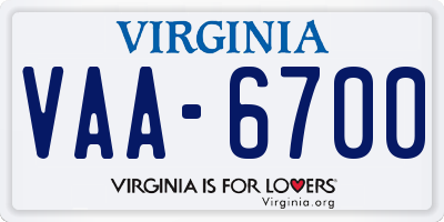 VA license plate VAA6700