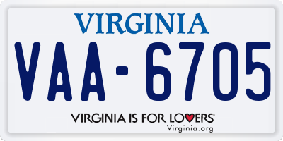 VA license plate VAA6705