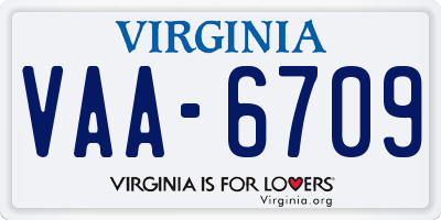 VA license plate VAA6709