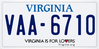 VA license plate VAA6710