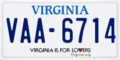 VA license plate VAA6714