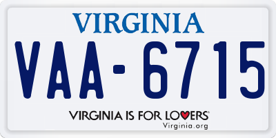 VA license plate VAA6715