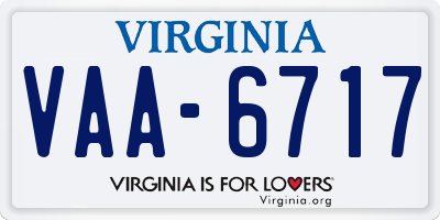 VA license plate VAA6717