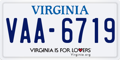 VA license plate VAA6719