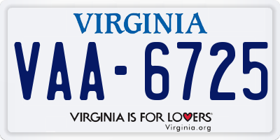 VA license plate VAA6725