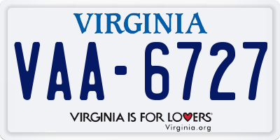 VA license plate VAA6727