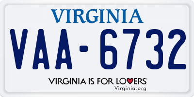 VA license plate VAA6732