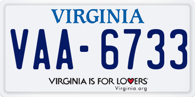 VA license plate VAA6733