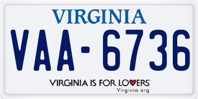 VA license plate VAA6736