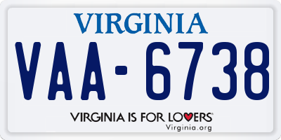 VA license plate VAA6738