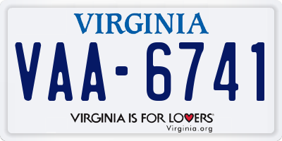 VA license plate VAA6741