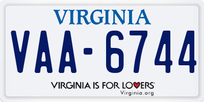 VA license plate VAA6744