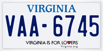 VA license plate VAA6745
