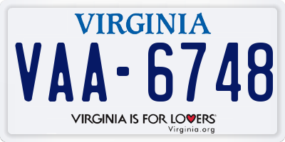 VA license plate VAA6748