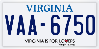 VA license plate VAA6750