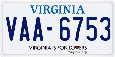 VA license plate VAA6753