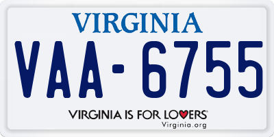 VA license plate VAA6755