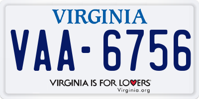 VA license plate VAA6756