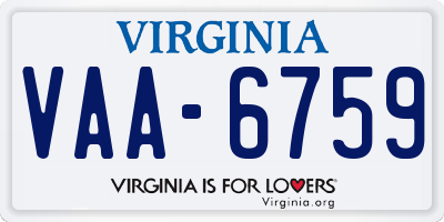 VA license plate VAA6759