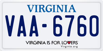 VA license plate VAA6760