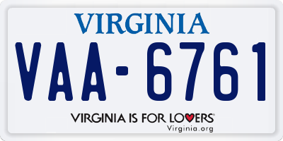 VA license plate VAA6761