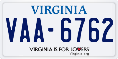 VA license plate VAA6762