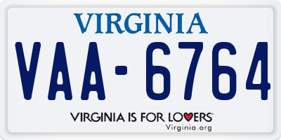 VA license plate VAA6764