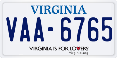 VA license plate VAA6765